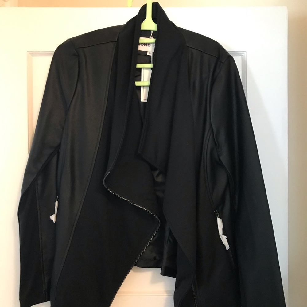 Momo Maternity Black Waterfall Drape Jacket NWT